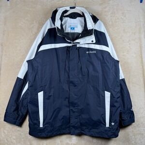 Columbia Mens 2x Interchange Omni-Tech Ski Rain Outdoor Jacket Navy White